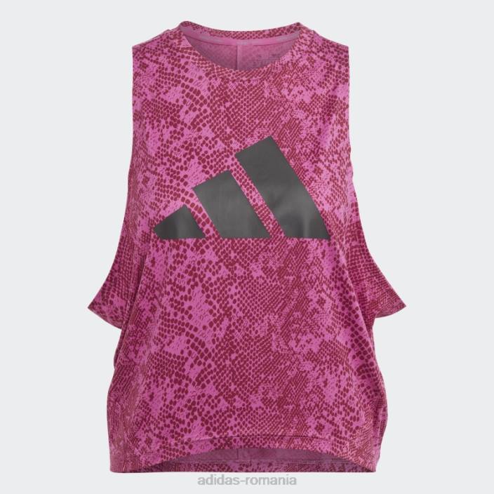 Adidas tricou cu imprimeu cu icoane trenuri fucsia femei fucsia/visiniu 2JBN9163