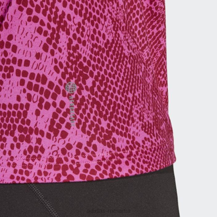 Adidas tricou cu imprimeu cu icoane trenuri fucsia femei fucsia/visiniu 2JBN9163