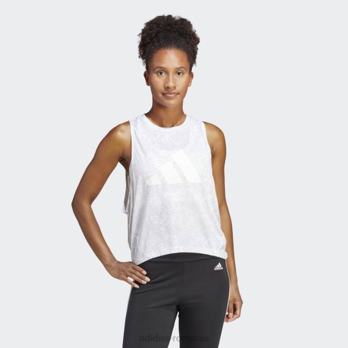 Adidas tricou cu imprimeu peste tot cu icoane de tren alb femei alb/gri 2JBN16600