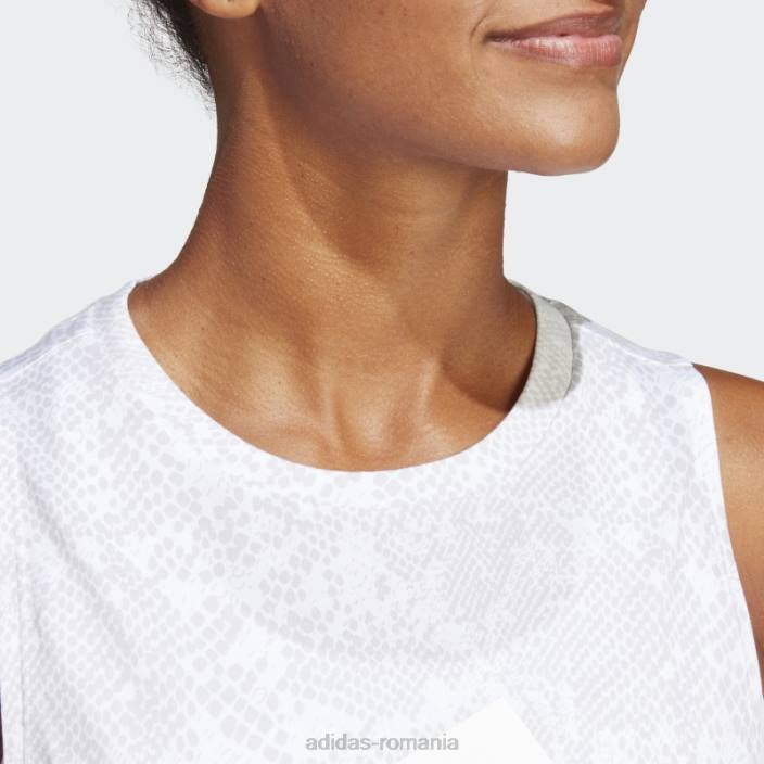 Adidas tricou cu imprimeu peste tot cu icoane de tren alb femei alb/gri 2JBN16600