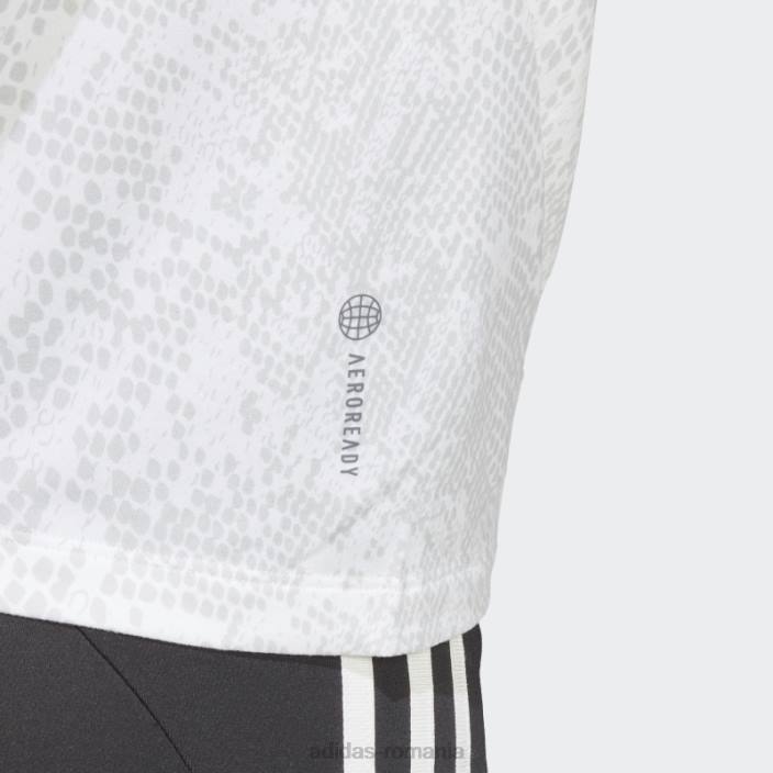 Adidas tricou cu imprimeu peste tot cu icoane de tren alb femei alb/gri 2JBN16600