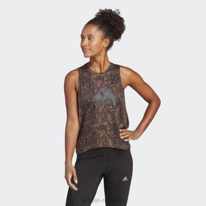 Adidas tricou cu imprimeu peste tot cu icoane de tren pământ femei pământ/negru 2JBN16447