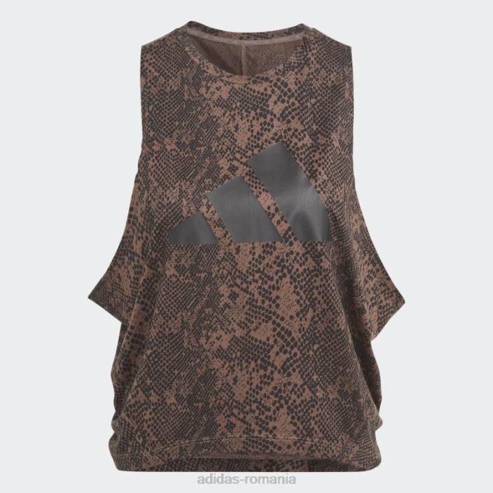 Adidas tricou cu imprimeu peste tot cu icoane de tren pământ femei pământ/negru 2JBN16447