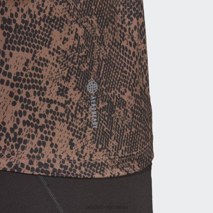 Adidas tricou cu imprimeu peste tot cu icoane de tren pământ femei pământ/negru 2JBN16447