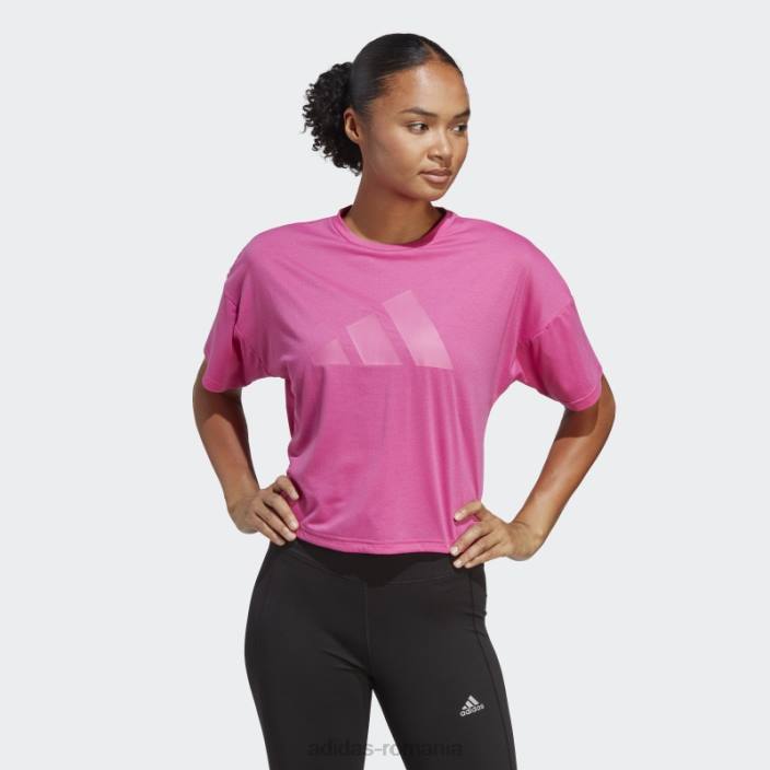 Adidas tricou cu logo-ul cu 3 bare cu icoane tren fucsia femei fucsie 2JBN9904