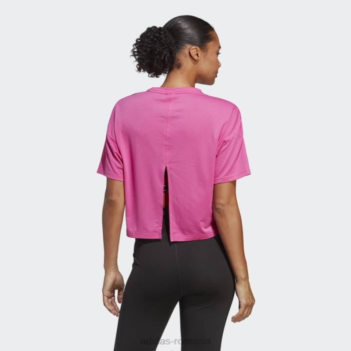 Adidas tricou cu logo-ul cu 3 bare cu icoane tren fucsia femei fucsie 2JBN9904