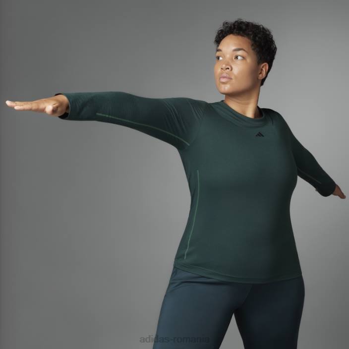 Adidas tricou cu mânecă lungă de yoga echilibru autentic mod verde femei verde 2JBN10388