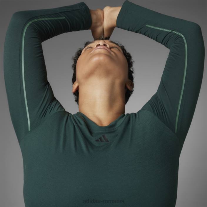 Adidas tricou cu mânecă lungă de yoga echilibru autentic mod verde femei verde 2JBN10388