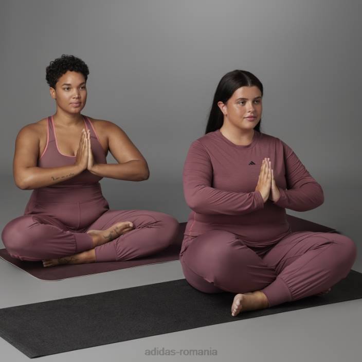 Adidas tricou cu mânecă lungă de yoga echilibru autentic (plus mărime) visiniu femei Burgundia 2JBN10777