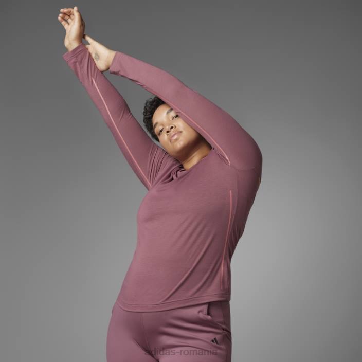 Adidas tricou cu mânecă lungă de yoga echilibru autentic visiniu femei Burgundia 2JBN10381