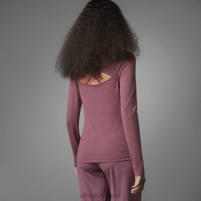 Adidas tricou cu mânecă lungă de yoga echilibru autentic visiniu femei Burgundia 2JBN10381
