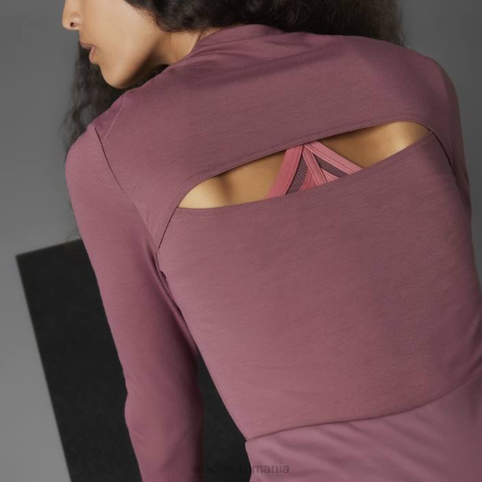 Adidas tricou cu mânecă lungă de yoga echilibru autentic visiniu femei Burgundia 2JBN10381