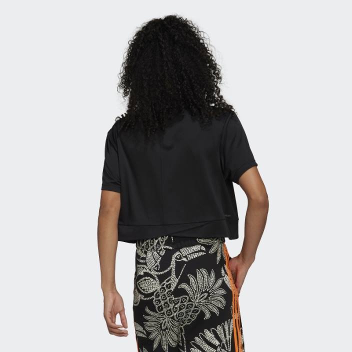 Adidas tricou negru aeroready studio loose crop femei alb negru 2JBN3053