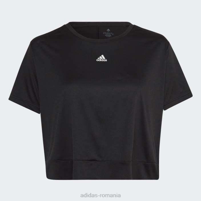 Adidas tricou negru aeroready studio loose crop (mărime plus) femei alb negru 2JBN10654