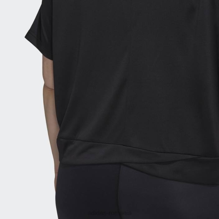 Adidas tricou negru aeroready studio loose crop (mărime plus) femei alb negru 2JBN10654