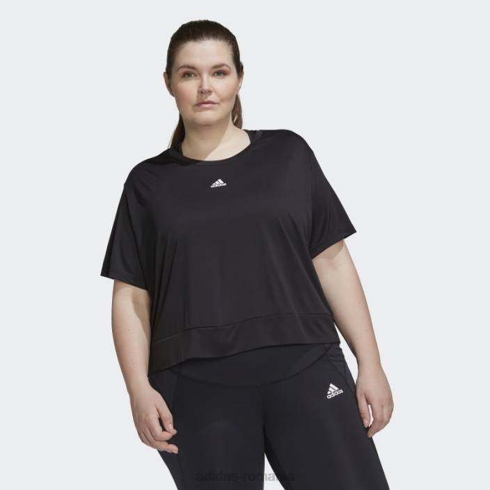 Adidas tricou negru aeroready studio loose crop (mărime plus) femei alb negru 2JBN2855