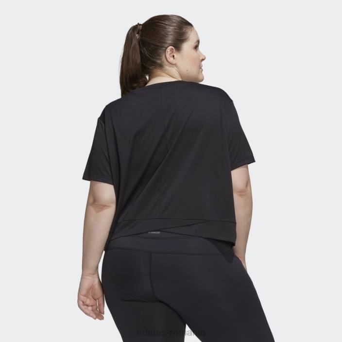 Adidas tricou negru aeroready studio loose crop (mărime plus) femei alb negru 2JBN2855