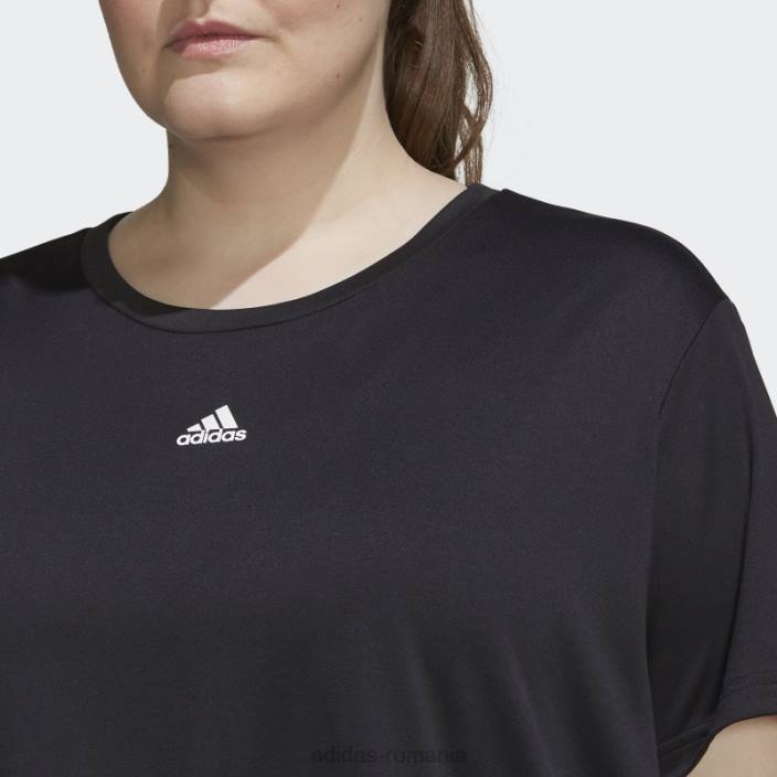 Adidas tricou negru aeroready studio loose crop (mărime plus) femei alb negru 2JBN2855