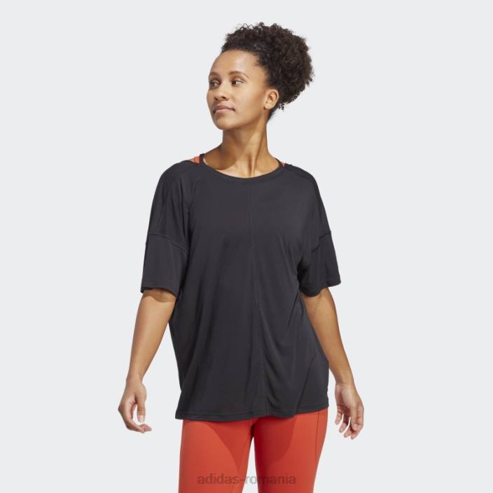 Adidas tricou supradimensionat yoga studio negru femei negru 2JBN9415
