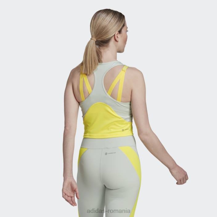 Adidas verde aeroready tren hiit crop tank top femei verde galben 2JBN10373
