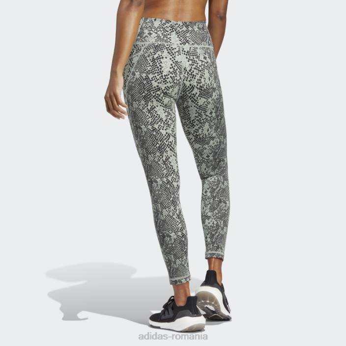 Adidas verde argintiu optime stash buzunar antrenament animal print 7/8 jambiere femei verde argintiu/negru 2JBN16714