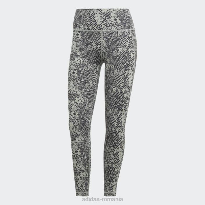 Adidas verde argintiu optime stash buzunar antrenament animal print 7/8 jambiere femei verde argintiu/negru 2JBN16714