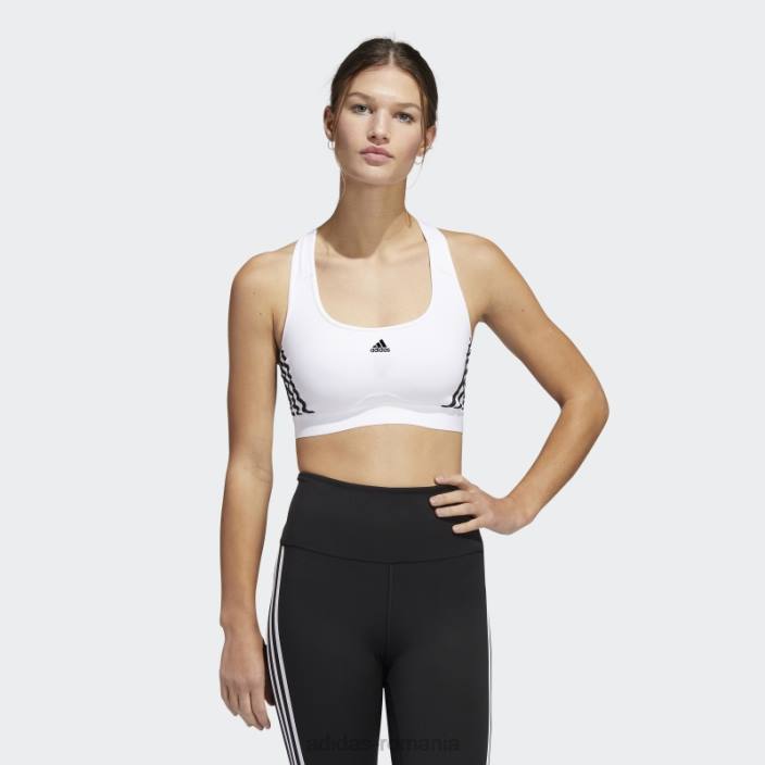 Adidas white hot powerreact training sutien mediu cu 3 dungi femei alb negru 2JBN16715
