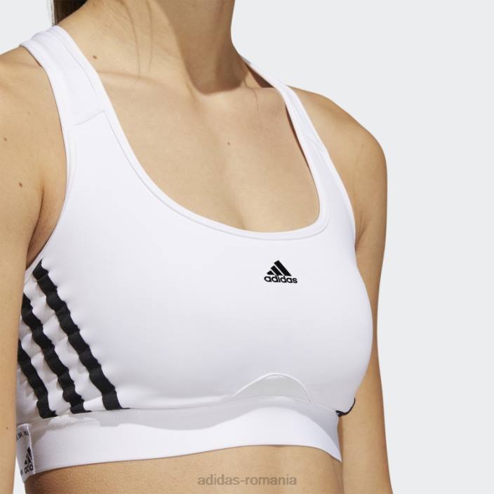 Adidas white hot powerreact training sutien mediu cu 3 dungi femei alb negru 2JBN16715