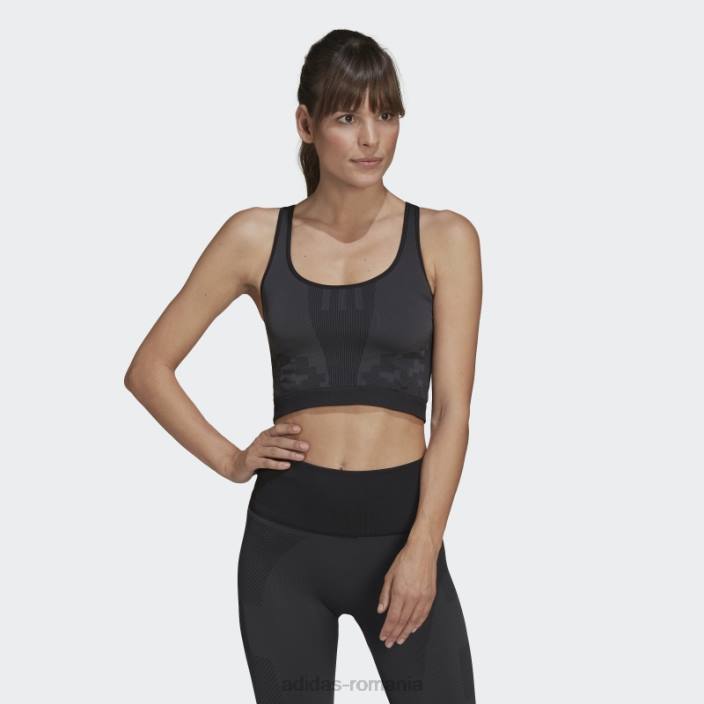 Adidas x karlie kloss tricot fără sudură strat de top carbon fierbinte femei carbon/negru 2JBN2721