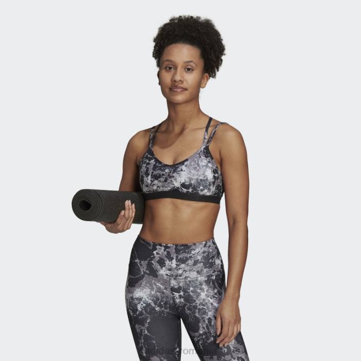 Adidas yoga essentials studio cu susținere la lumină sutien cu imprimeu integral negru adidas femei negru 2JBN2832
