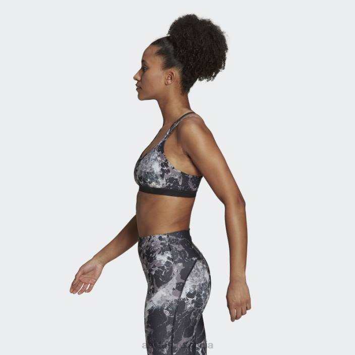Adidas yoga essentials studio cu susținere la lumină sutien cu imprimeu integral negru adidas femei negru 2JBN2832