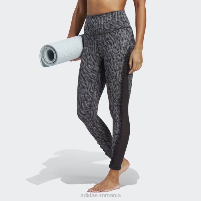 Adidas yoga studio clash print 7/8 jambiere negre femei gri inchis 2JBN9349