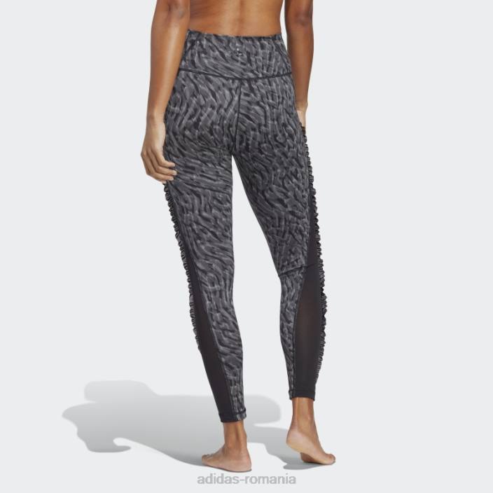Adidas yoga studio clash print 7/8 jambiere negre femei gri inchis 2JBN9349