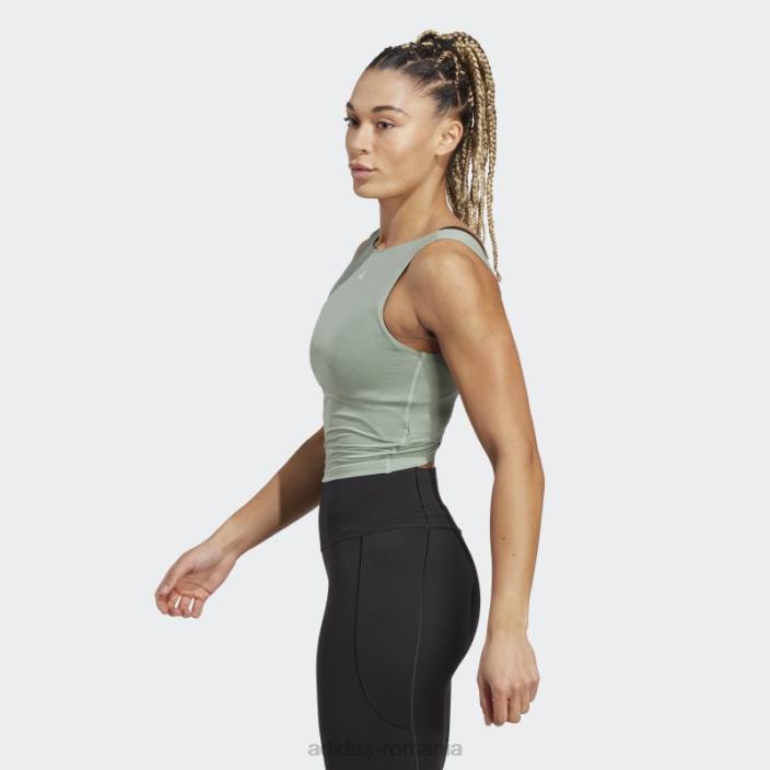 Adidas yoga studio crop tank top verde argintiu femei verde argintiu 2JBN9338