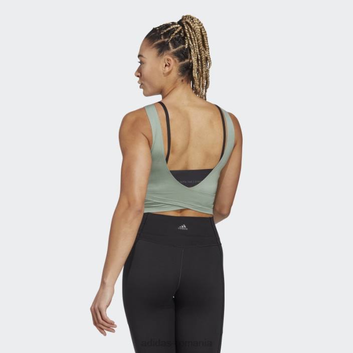 Adidas yoga studio crop tank top verde argintiu femei verde argintiu 2JBN9338