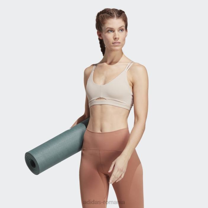 Adidas yoga studio luxe sutien cu susținere la lumină taupe femei taupe 2JBN9355