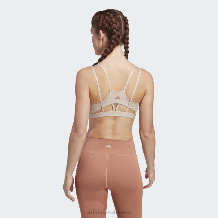 Adidas yoga studio luxe sutien cu susținere la lumină taupe femei taupe 2JBN9355