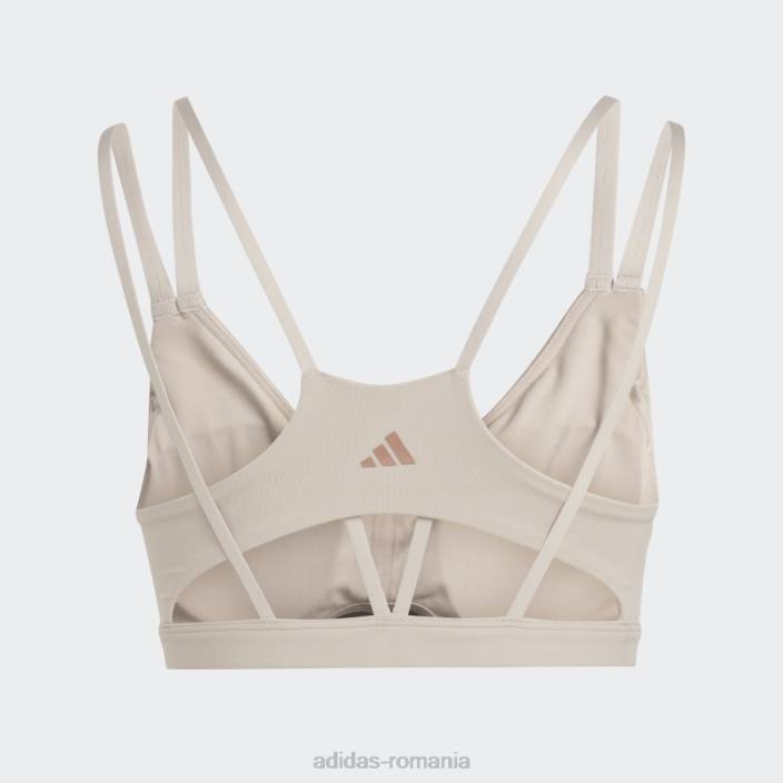 Adidas yoga studio luxe sutien cu susținere la lumină taupe femei taupe 2JBN9355