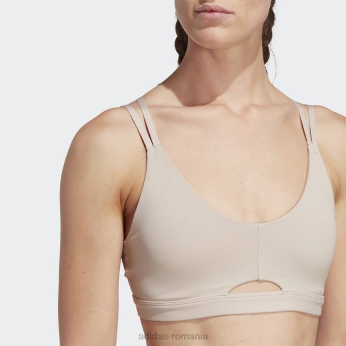 Adidas yoga studio luxe sutien cu susținere la lumină taupe femei taupe 2JBN9355