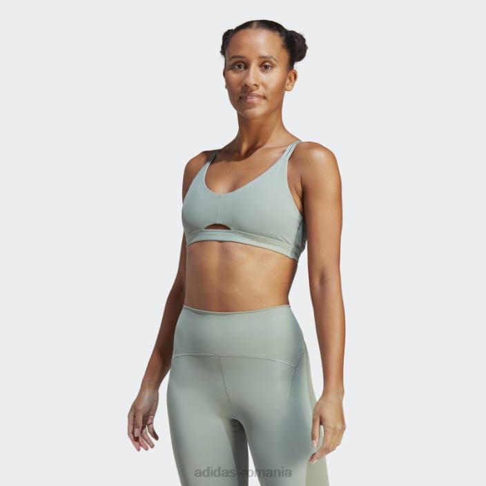 Adidas yoga studio luxe sutien de susținere a luminii verde argintiu femei verde argintiu 2JBN16897