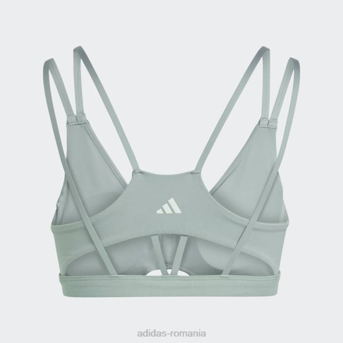 Adidas yoga studio luxe sutien de susținere a luminii verde argintiu femei verde argintiu 2JBN16897