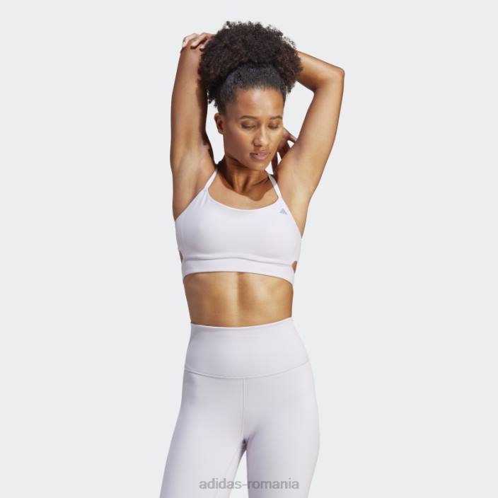 Adidas yoga studio sutien cu paragate cu susținere în lumină argintiu adidas femei zori argintii/violet argintiu 2JBN9300