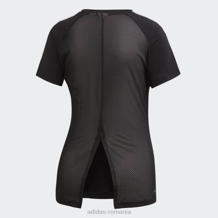 Adidas Tricou negru adidas cu 2 mișcări și 3 dungi femei alb negru 2JBN3141