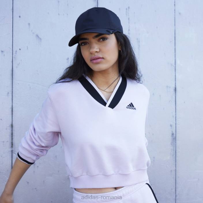 Adidas hanorac decupat cu decolteu în V roz femei roz 2JBN3127