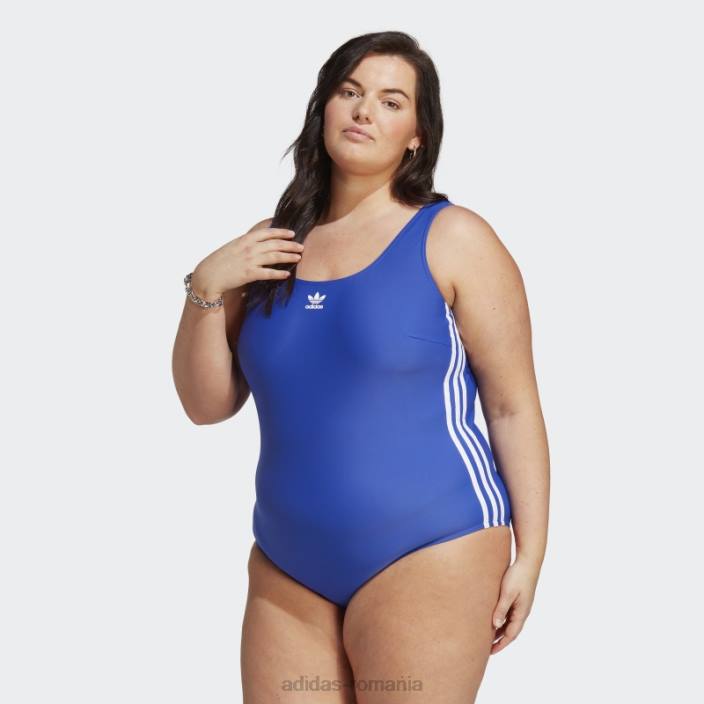 Adidas Costum de baie adicolor 3 dungi (marime plus) albastru adidas femei albastru alb 2JBN16950