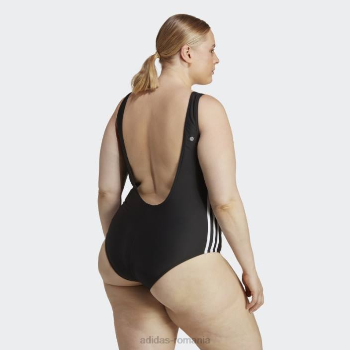 Adidas Costum de baie adicolor 3 dungi (marime plus) negru adidas femei alb negru 2JBN9168