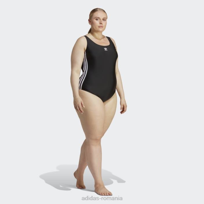 Adidas Costum de baie adicolor 3 dungi (marime plus) negru adidas femei alb negru 2JBN9168