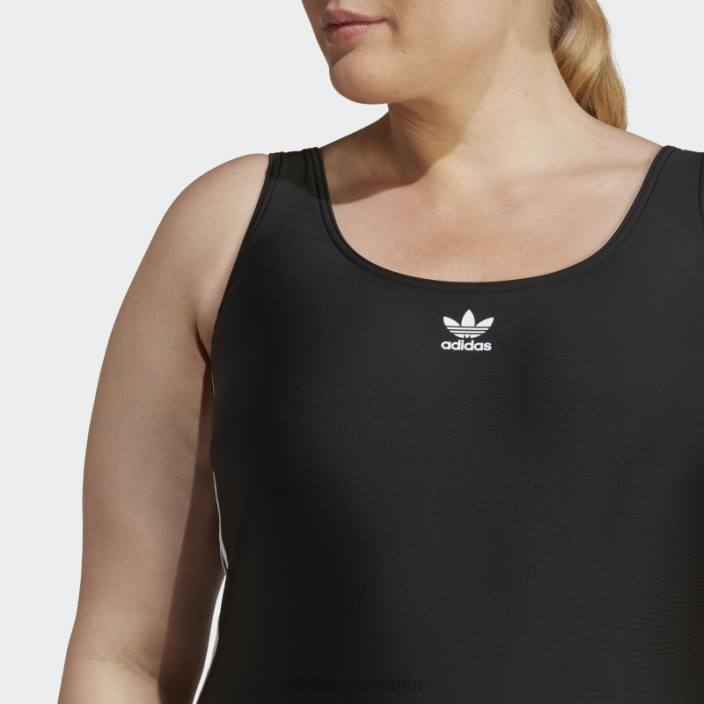 Adidas Costum de baie adicolor 3 dungi (marime plus) negru adidas femei alb negru 2JBN9168