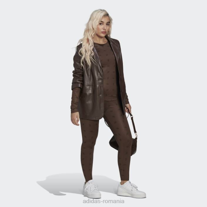 Adidas Jambiere cu imprimeu peste tot cu talie înaltă 7/8 maro femei maro 2JBN10729