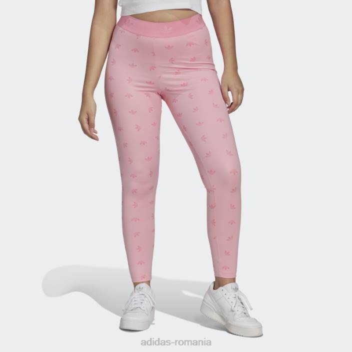 Adidas Jambiere cu imprimeu peste tot roz deschis cu talie înaltă 7/8 femei roz deschis 2JBN10661